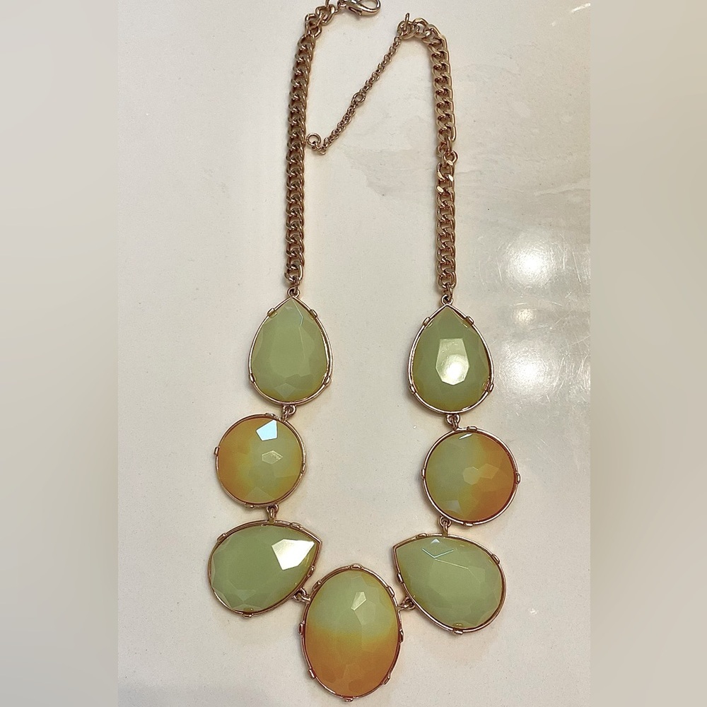 Green and Brown Stone Chain Necklace